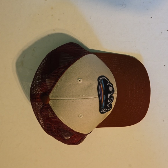Patagonia men's tan and maroon baseball cap with mesh back and Buffalo front - Picture 2 of 5